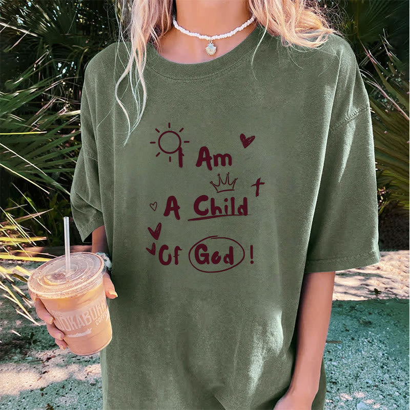 christiandiscipleshop Vibrant Doodle Style I am a child of God Washed T-Shirt