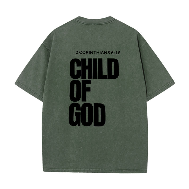 christiandiscipleshop Minimalist Child of God Unisex Washed T-Shirt: Bold Faith in Clean Design
