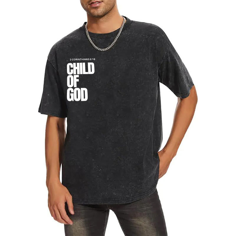 christiandiscipleshop Minimalist Child of God Unisex Washed T-Shirt: Bold Faith in Clean Design