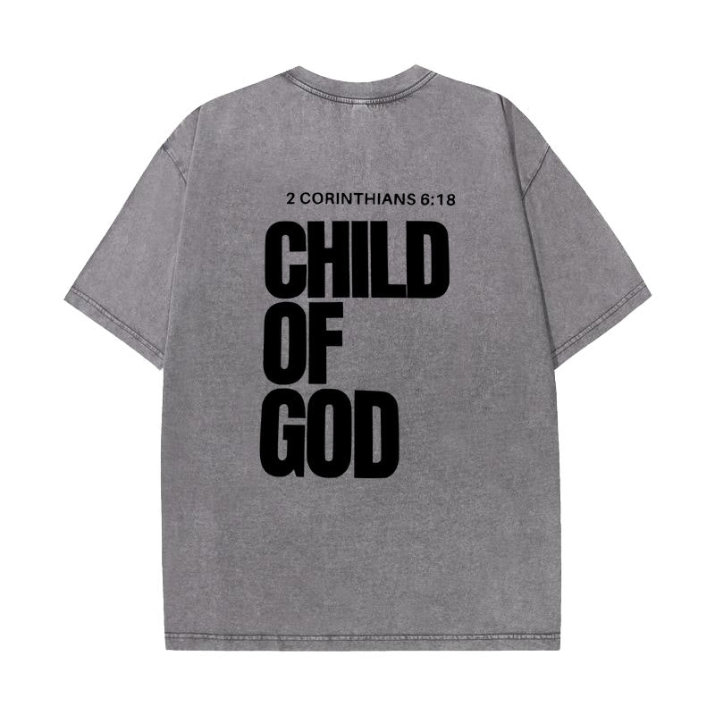 christiandiscipleshop Minimalist Child of God Unisex Washed T-Shirt: Bold Faith in Clean Design