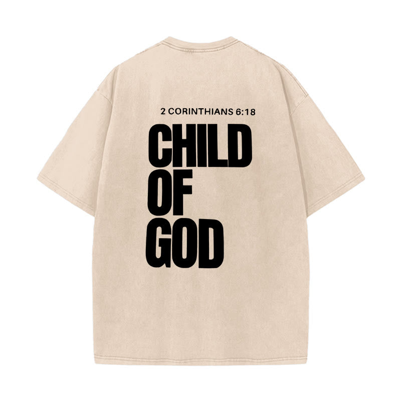 christiandiscipleshop Minimalist Child of God Unisex Washed T-Shirt: Bold Faith in Clean Design