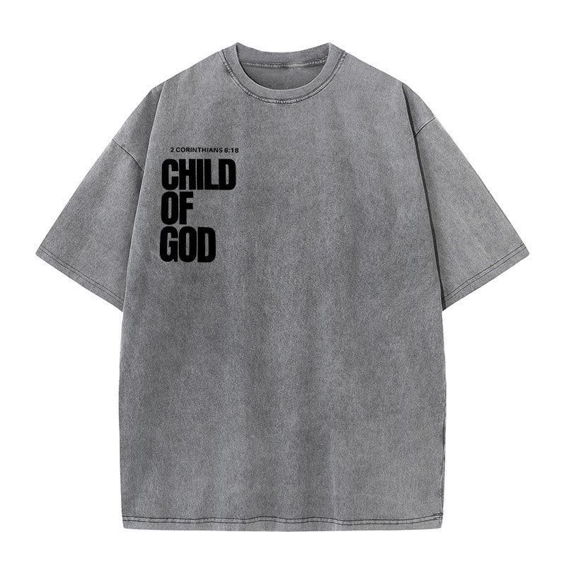christiandiscipleshop Minimalist Child of God Unisex Washed T-Shirt: Bold Faith in Clean Design