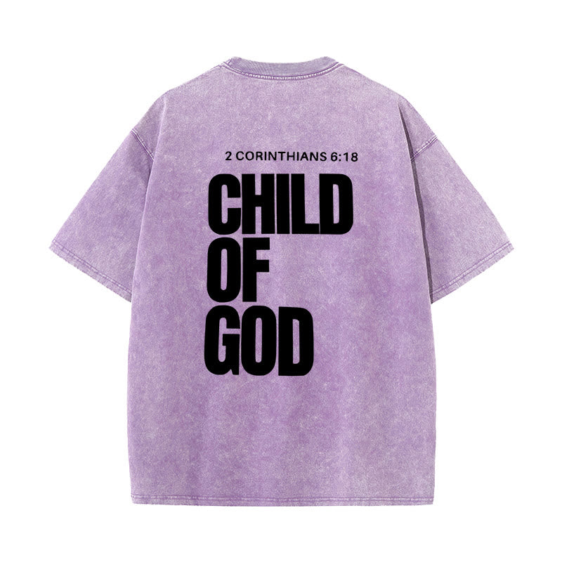 christiandiscipleshop Minimalist Child of God Unisex Washed T-Shirt: Bold Faith in Clean Design