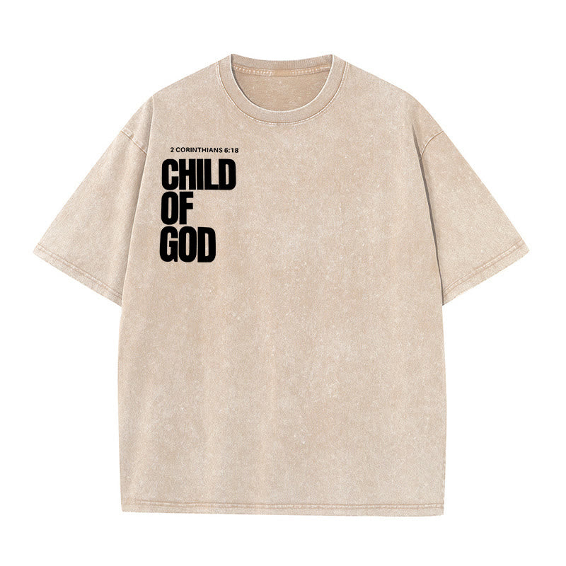 christiandiscipleshop Minimalist Child of God Unisex Washed T-Shirt: Bold Faith in Clean Design