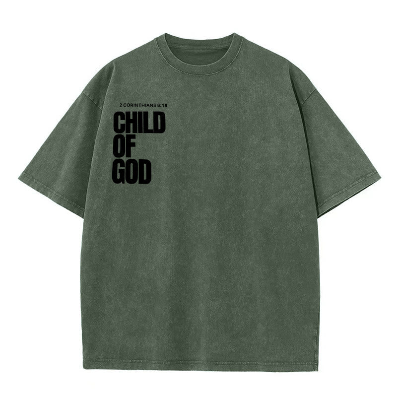 christiandiscipleshop Minimalist Child of God Unisex Washed T-Shirt: Bold Faith in Clean Design