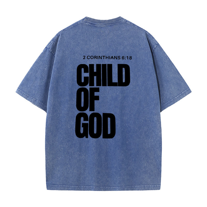 christiandiscipleshop Minimalist Child of God Unisex Washed T-Shirt: Bold Faith in Clean Design