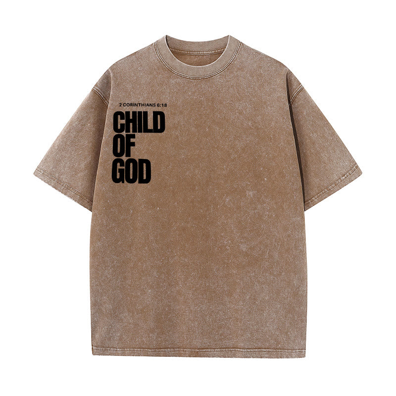 christiandiscipleshop Minimalist Child of God Unisex Washed T-Shirt: Bold Faith in Clean Design