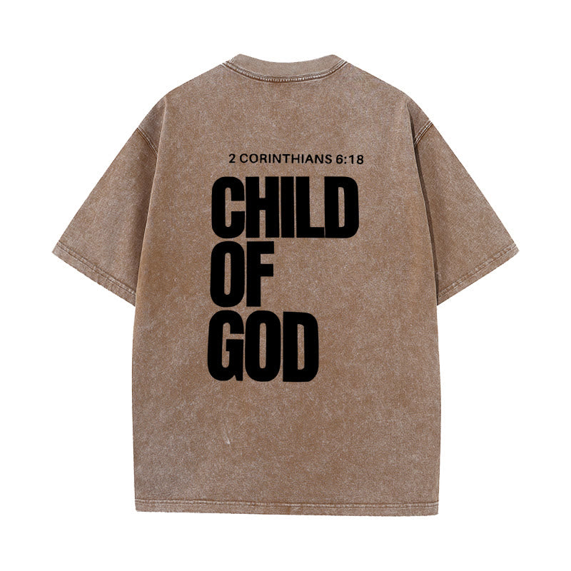 christiandiscipleshop Minimalist Child of God Unisex Washed T-Shirt: Bold Faith in Clean Design