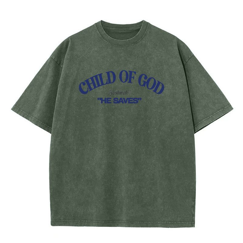 Christiandiscipleshop Classic Style He Save Child of God Unisex Washed T-Shirt