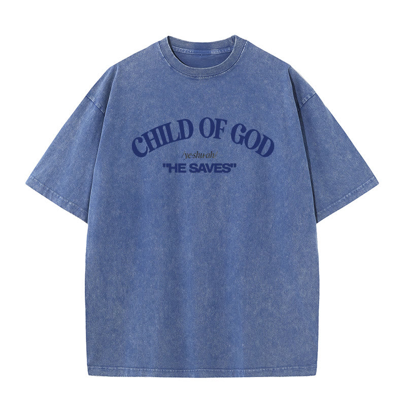 Christiandiscipleshop Classic Style He Save Child of God Unisex Washed T-Shirt
