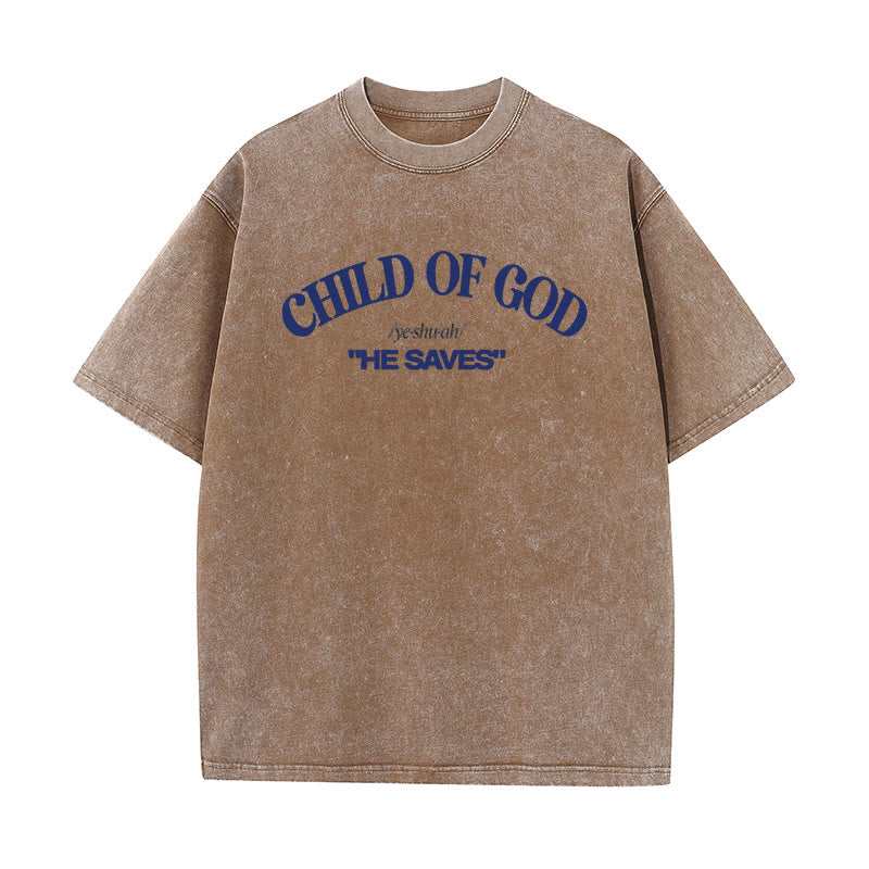 Christiandiscipleshop Classic Style He Save Child of God Unisex Washed T-Shirt