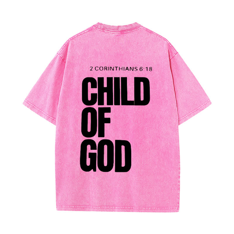 christiandiscipleshop Minimalist Child of God Unisex Washed T-Shirt: Bold Faith in Clean Design