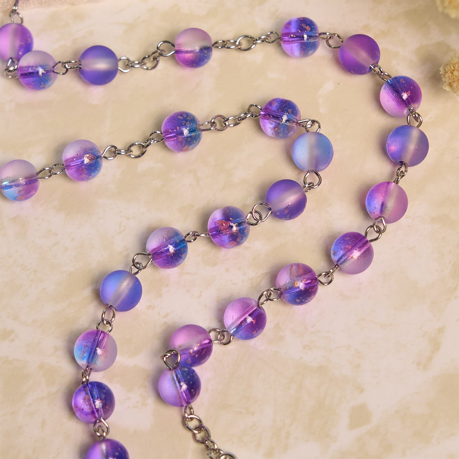Christiandiscipleshop Frosted Blue and Purple Glass Beads Rosary Adorned with Miraculous Medal: Devotion in Textured Form