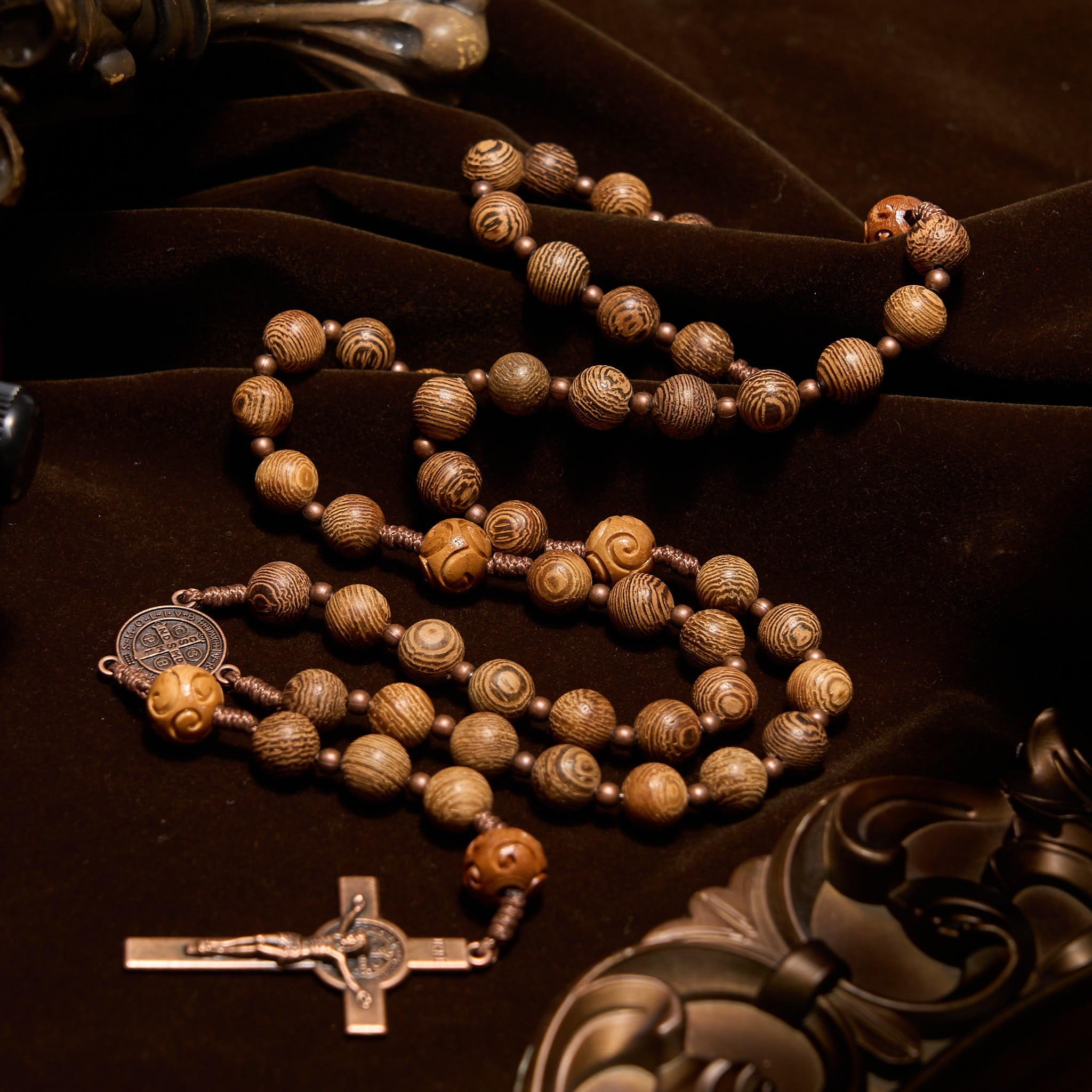 Christiandiscipleshop Divine Olive Wood Rosary Adorned with St. Benedict Medal & Crucifix: Sacred Devotion
