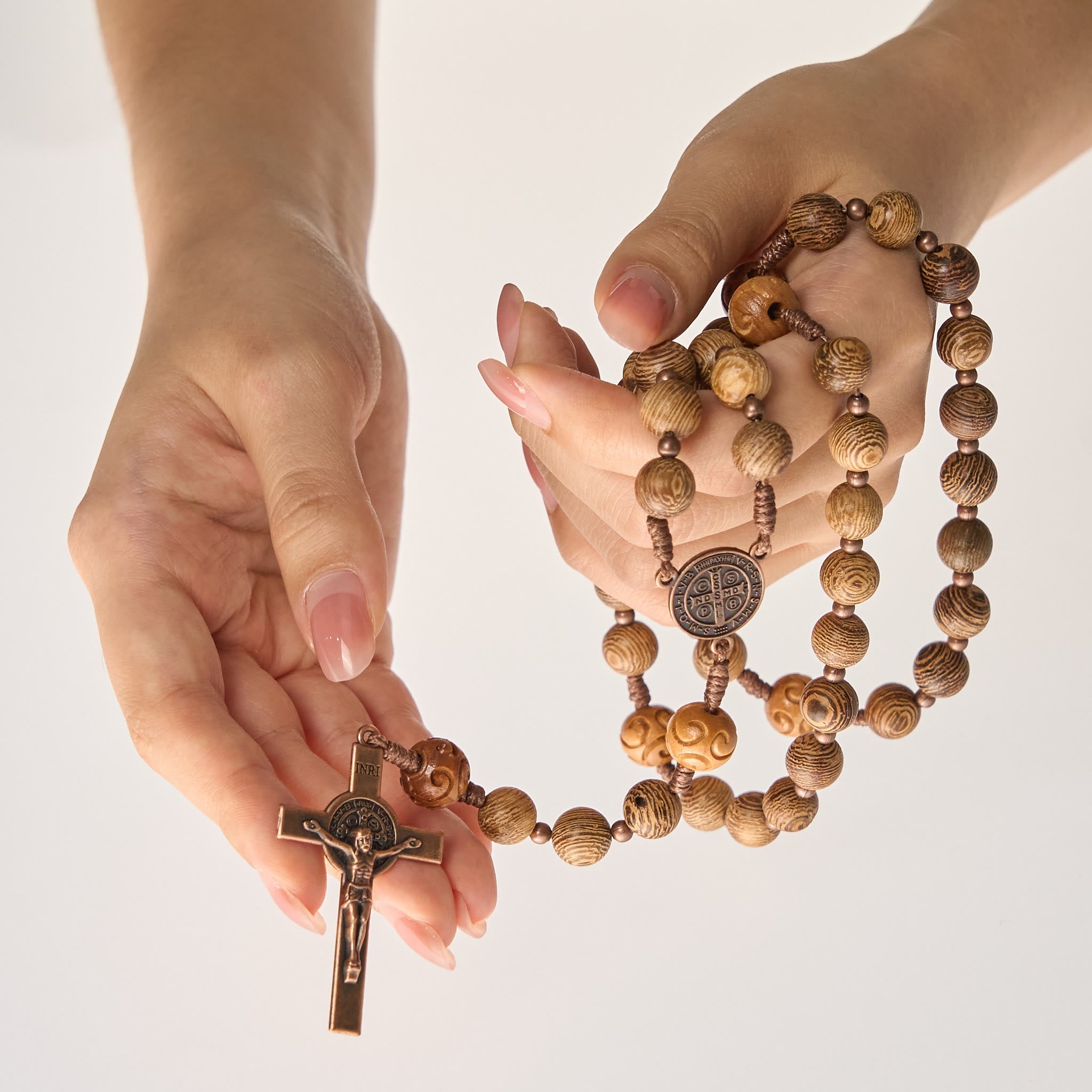 Christiandiscipleshop Divine Olive Wood Rosary Adorned with St. Benedict Medal & Crucifix: Sacred Devotion