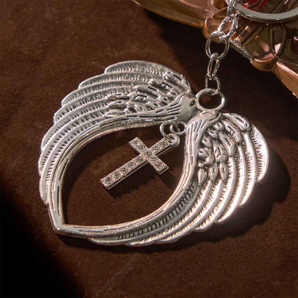 Christiandiscipleshop Dual-Use Red Agate Keychain & Pocket Rosary Adorned with Silver Angel Wing: Carry Divine Protection