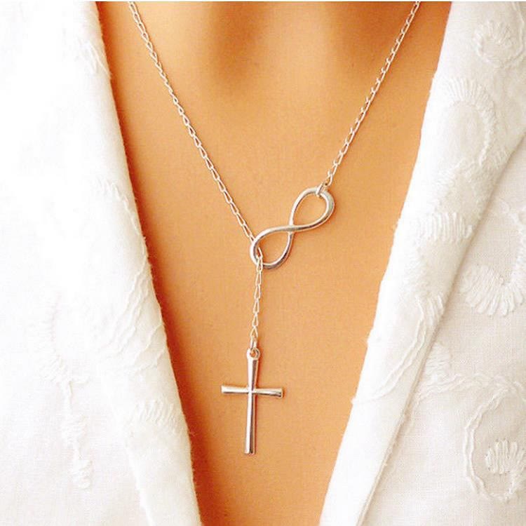 Christiandiscipleshop Eternal Infinity Symbol & Cross Silver Necklace