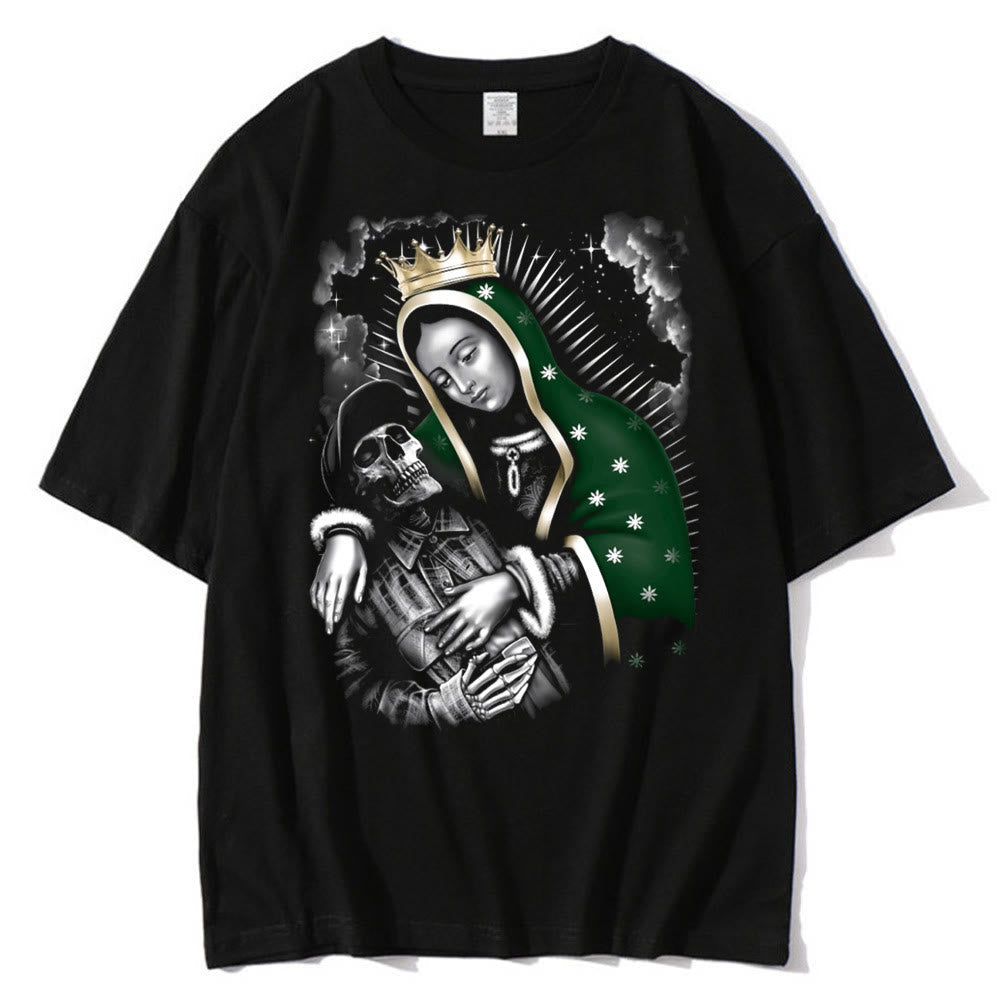 Christiandiscipleshop Classic Style Virgin Mary Theme Short Sleeve Washed T-shirt