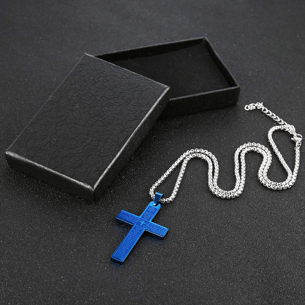 christiandiscipleshop Stainless Steel Lord's Prayer Pendant Cross Necklace