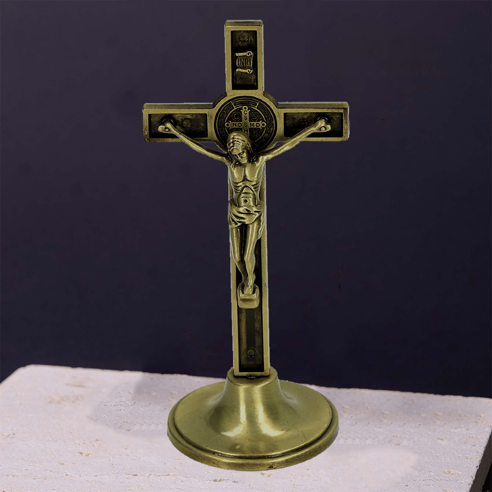 Christiandiscipleshop Classic Style Silver Bronze Alloy Crucifix Stereoscopic Desktop Ornaments