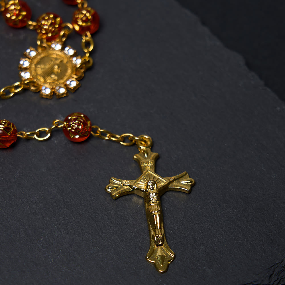 Christiandiscipleshop St. Benedict Medal & Crucifix of 8 mm Round Multicolor Acrylic Alloy Chain Rosary