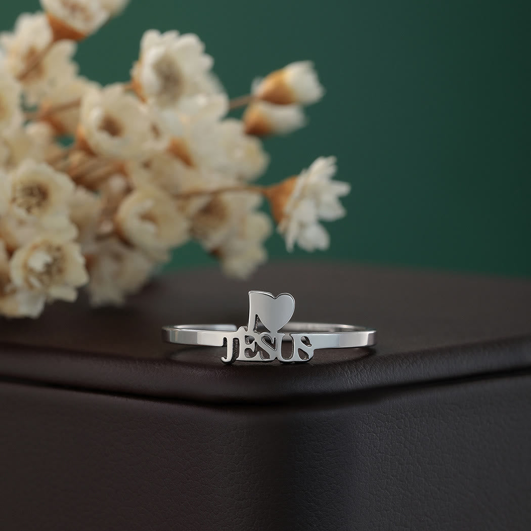 Christianartworkshop "I Love Jesus" Christian Faith Minimalism Ring