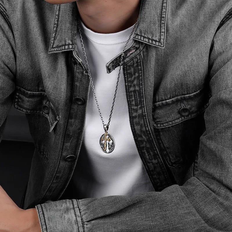 christiandiscipleshop Vintage Double-sided Cross Coin Pendant Necklace
