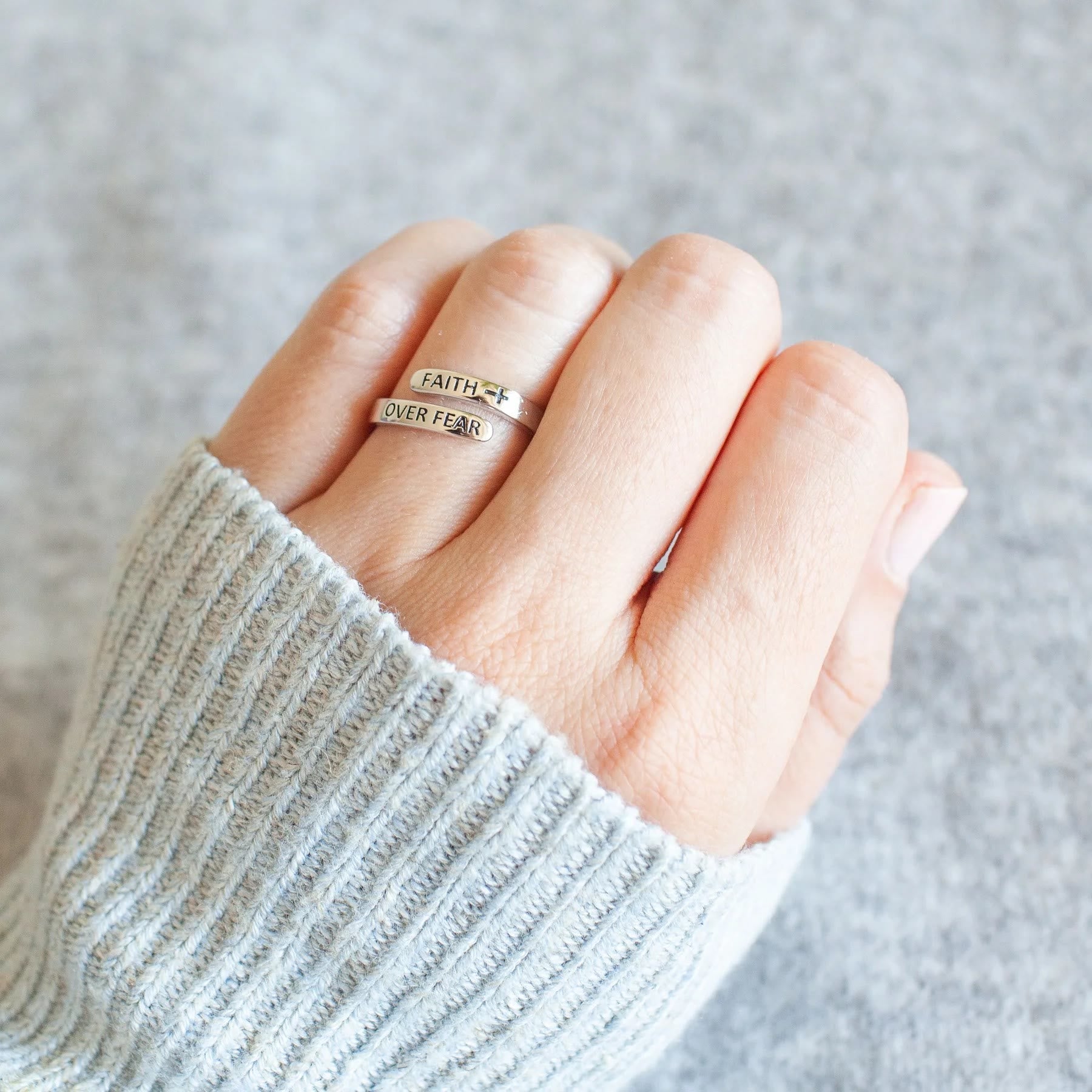 Christiandiscipleshop Faith-Over Fear: Minimalist Christ Bible Ring