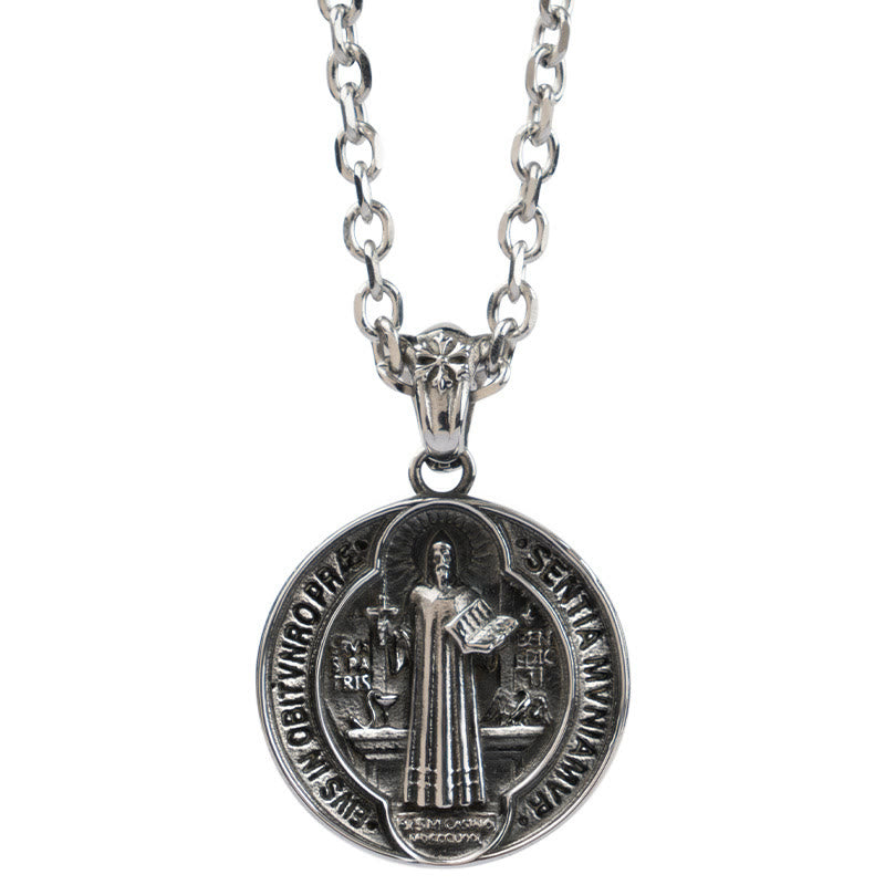 Christiandiscipleshop St. Benedict Home Blessing Titanium Steel Necklace