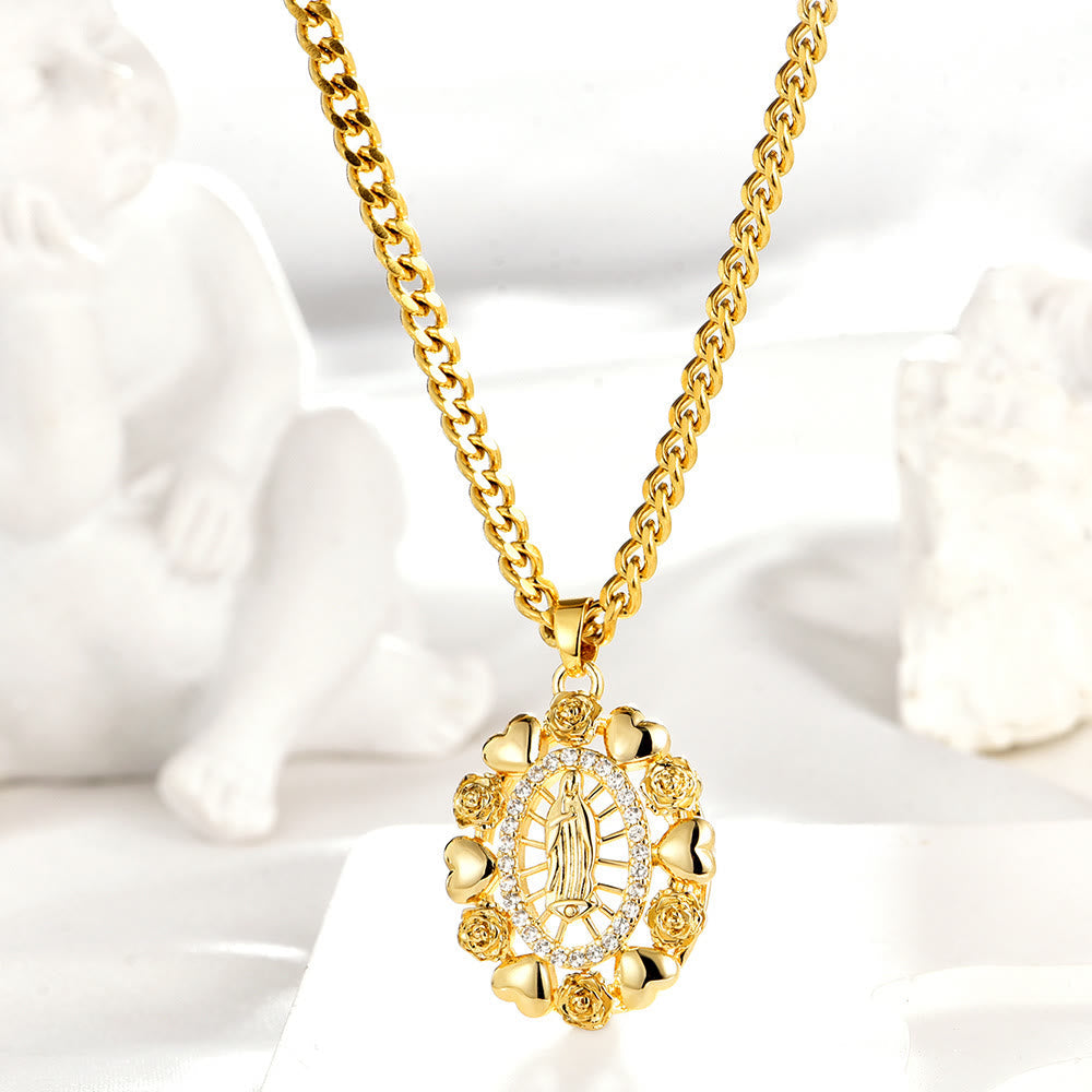 christiandiscipleshopthe Our Lady of Guadalupe Virgin Mary Golden Necklace