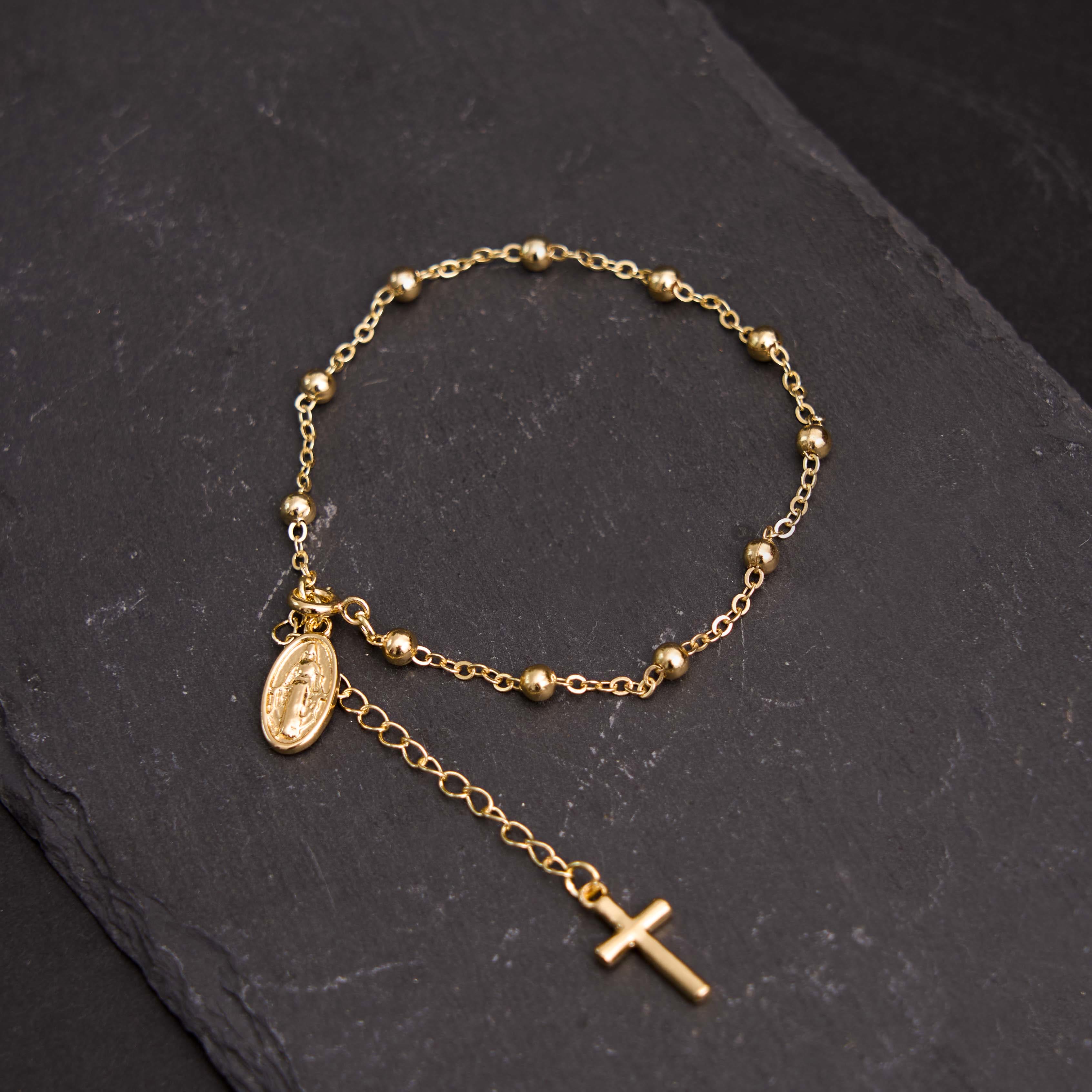 christiandiscipleshop Virgin Mary Medal & Cross Adjustable Simple Casual Bracelet