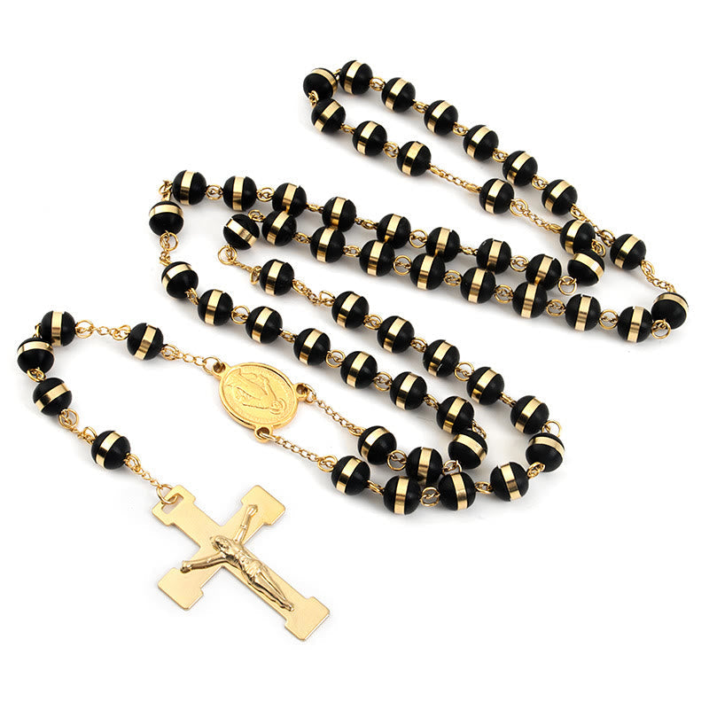 Stainless Steel/Crystal Beads Rosary with Crucifix