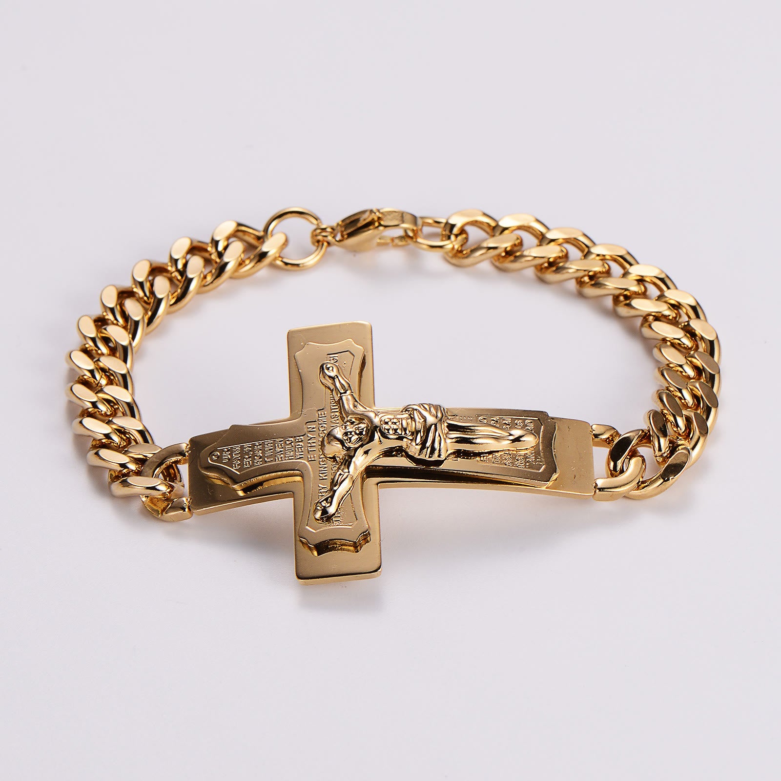 Christiandiscipleshop Solid Jesus Cross Bible Verse Crucifix Prayer Bangle Bracelet
