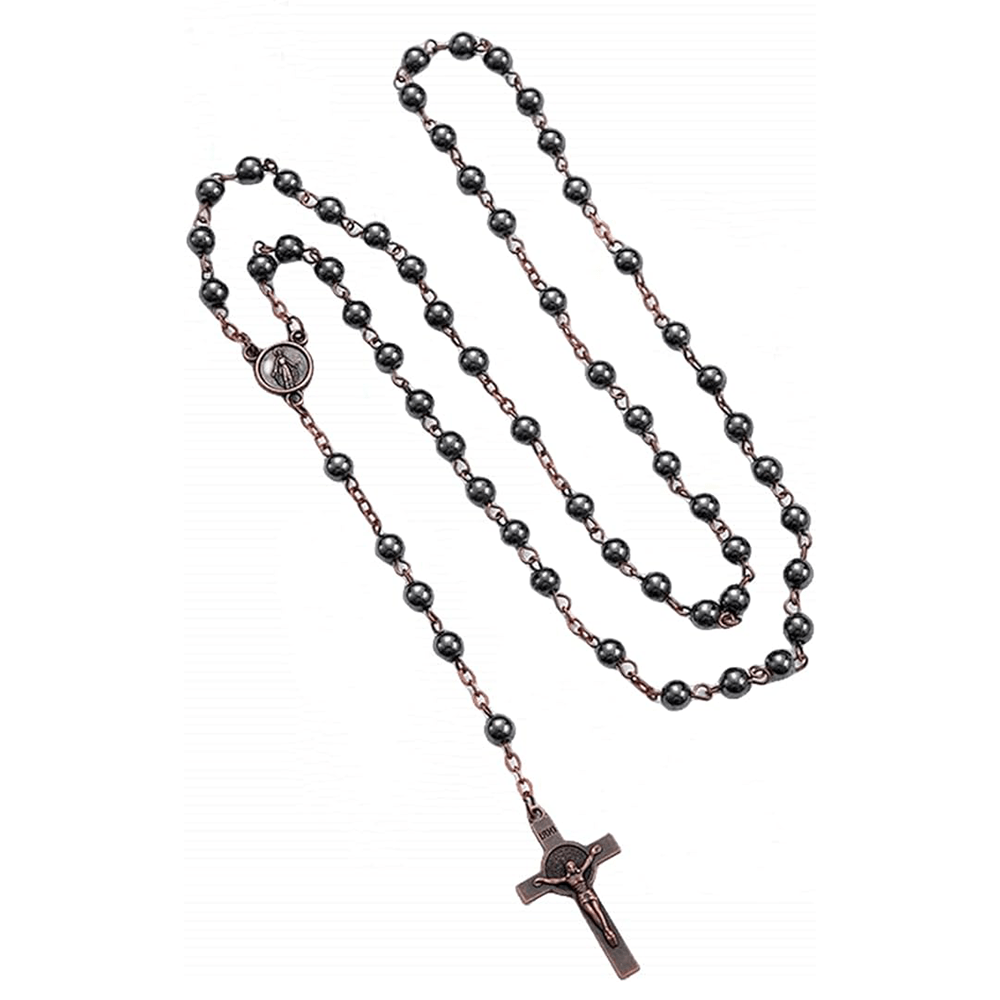 St. Benedict Medallion & Crucifix Black Gallstone Rosary