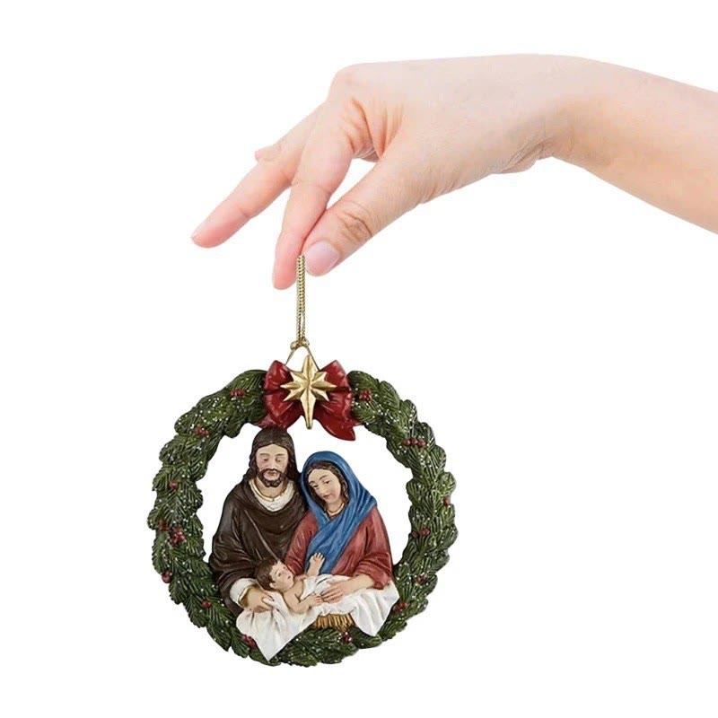 Christiandiscipleshop Colored Resin Model Style Holy Family Christmas Parasite Ornaments