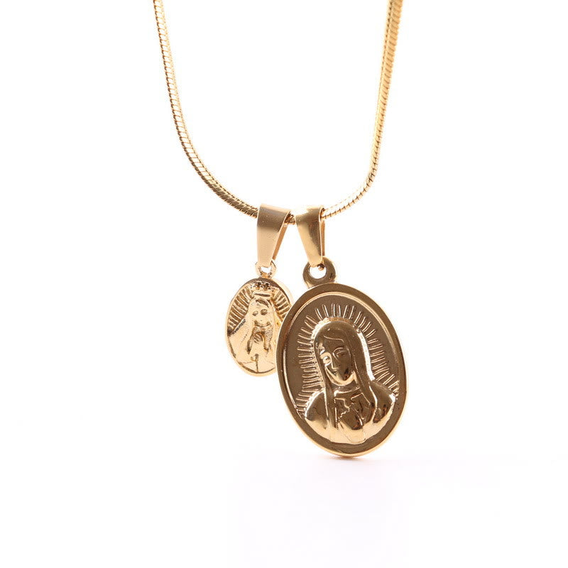 Christiandiscipleshop Our Lady of the Round Double Pendant Gold Necklace