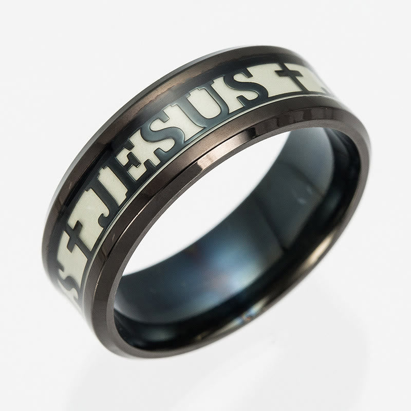 christiandiscipleshop Luminous "JESUS" Printed Stainless Steel Ring