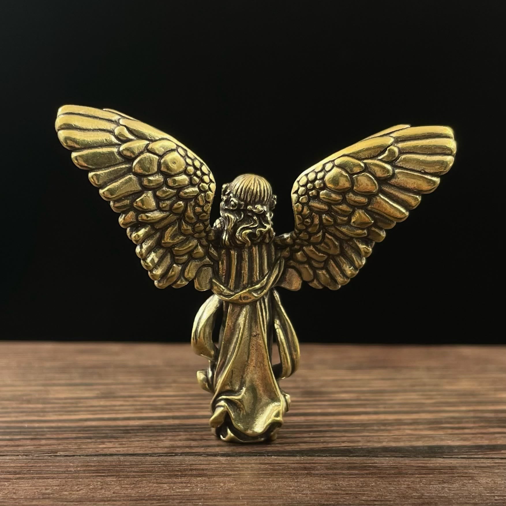 Christiandiscipleshop Retro Style Brass Stereoscopic Bronze Guardian Angel(spread wings) Desktop Decorations Ornament