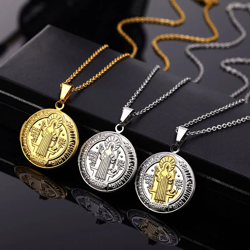Christianartworkshop Classic St. Benedict Pendant Titanium Necklace