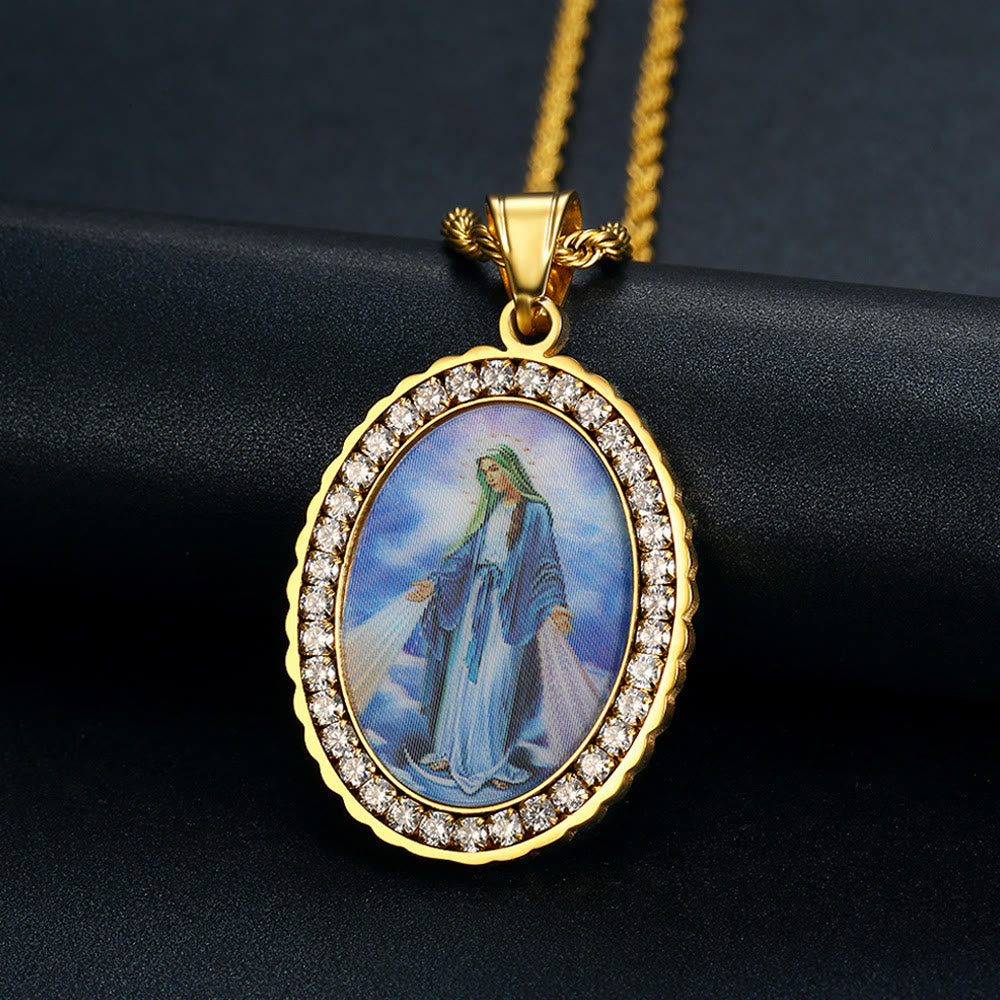 christiandiscipleshop Virgin Mary Painting Necklace Religious Icon Jewelry