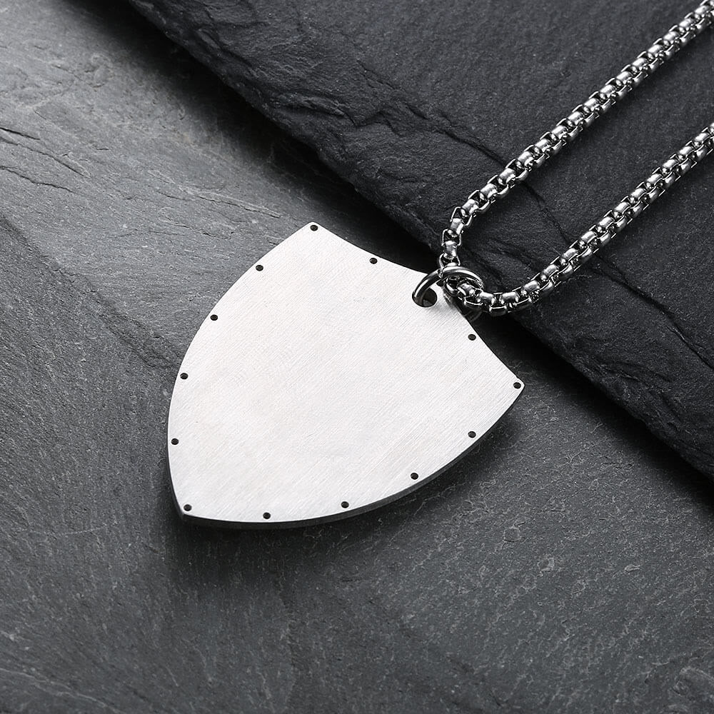 christiandiscipleshop Stainless Steel Lords Prayer Cross Shield Pendant Necklace