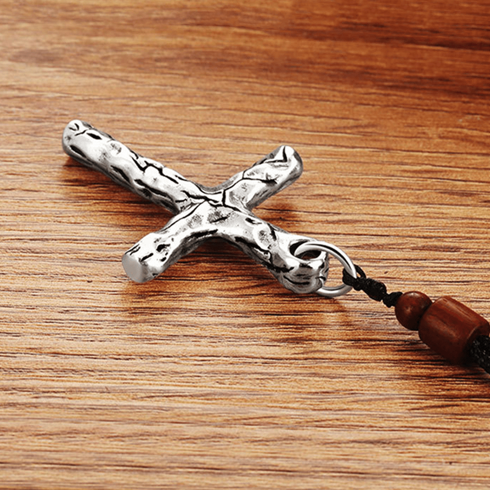 christiandiscipleshop Minimalist Style Heavy Metal Cracked Cross Necklace
