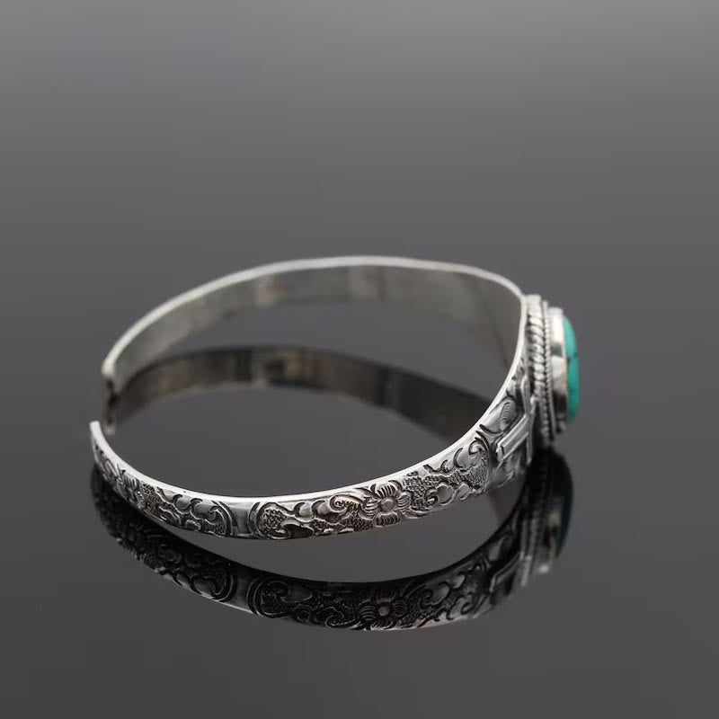 christiandiscipleshop Handmade Healing Nature Turquoise Retro Carving Cross Bracelet