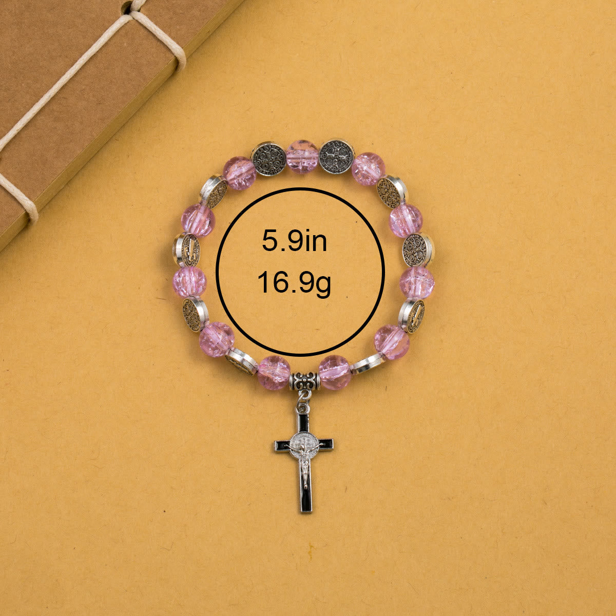 christiandiscipleshop Jesus Cross Alloy Charm Pendant Beaded Bracelet