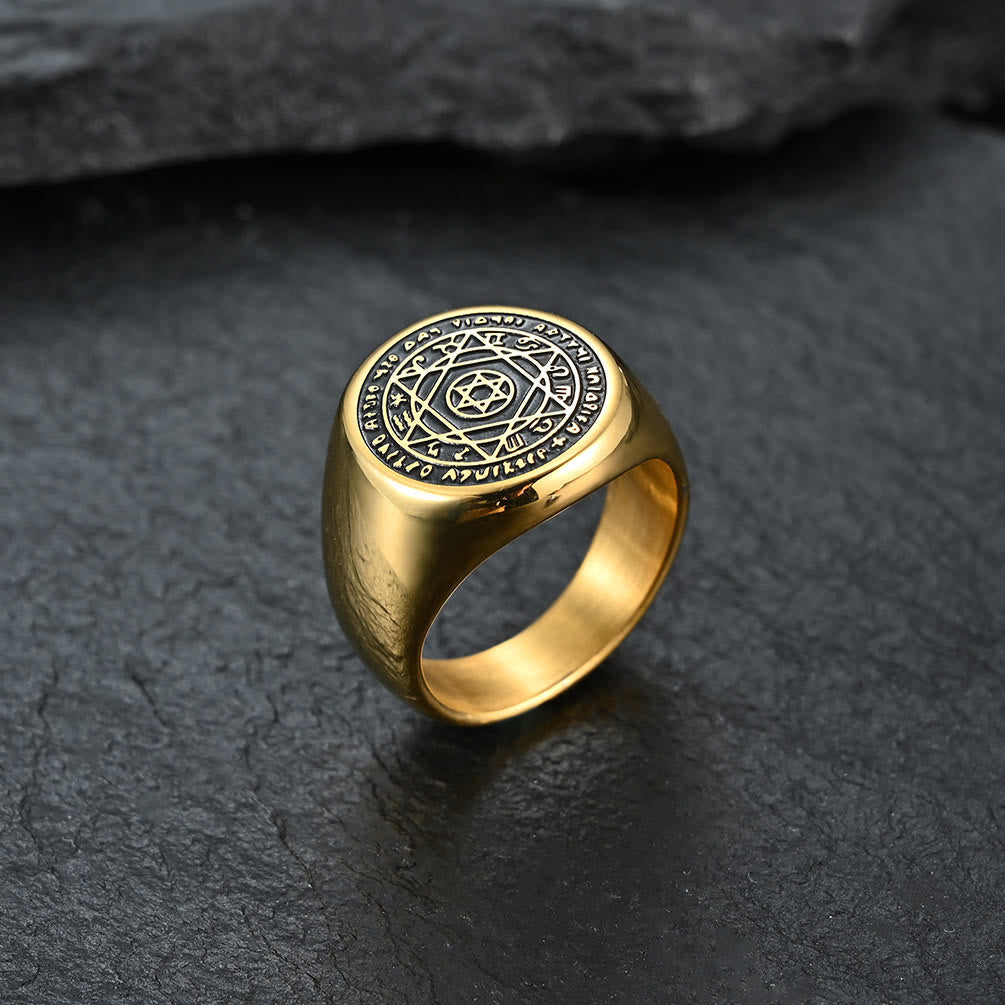 christiandiscipleshop Talisman Seal of Solomon Six-Pointed Star Constellation Rings Stainless Steel Band