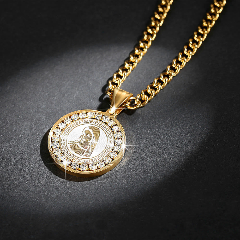 christiandiscipleshop Zircon Set Virgin Mary Titanium Pendant Necklace