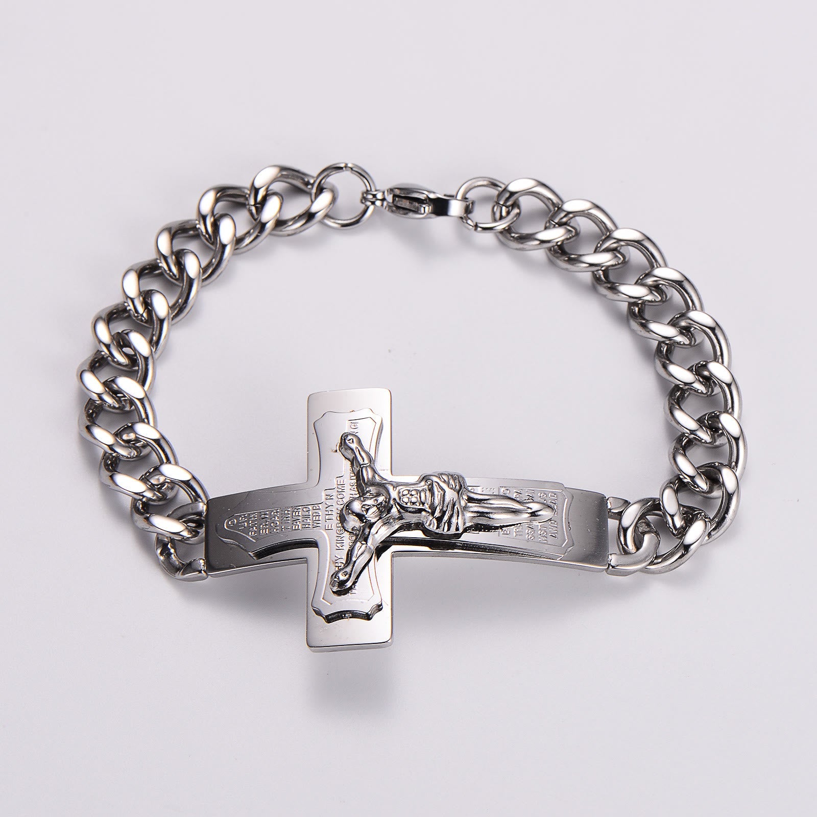 Christiandiscipleshop Solid Jesus Cross Bible Verse Crucifix Prayer Bangle Bracelet