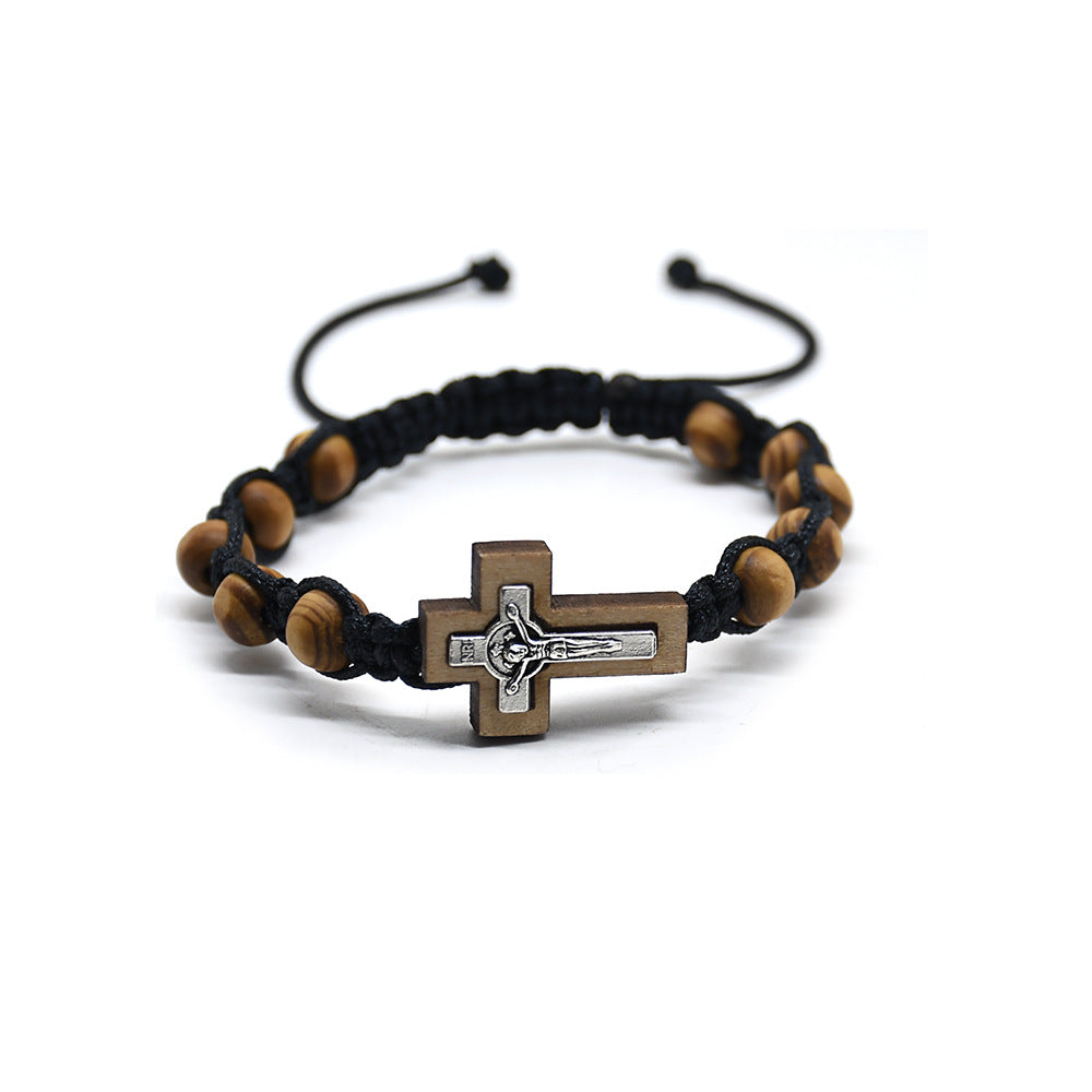 Christiandiscipleshop Crucifix Pine Beads Woven Rosary Bracelet