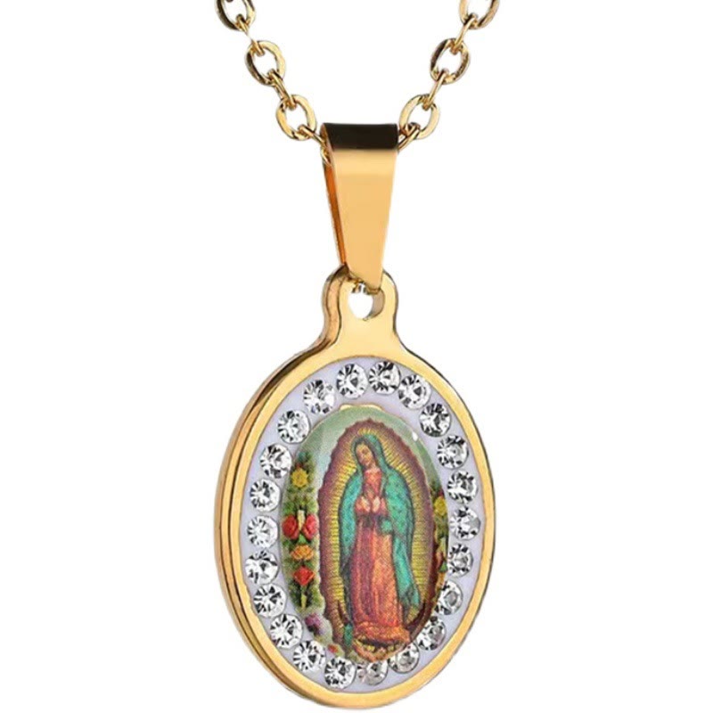 christiandiscipleshopthe Our Lady of Guadalupe Snake Bone Chain Colorful Necklace