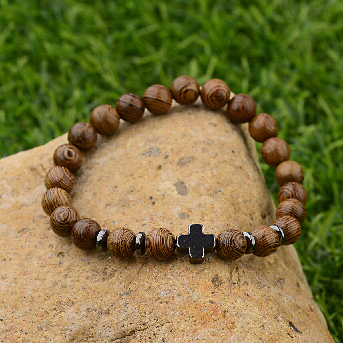 Christiandiscipleshop Cross Wooden Bead Bracelet